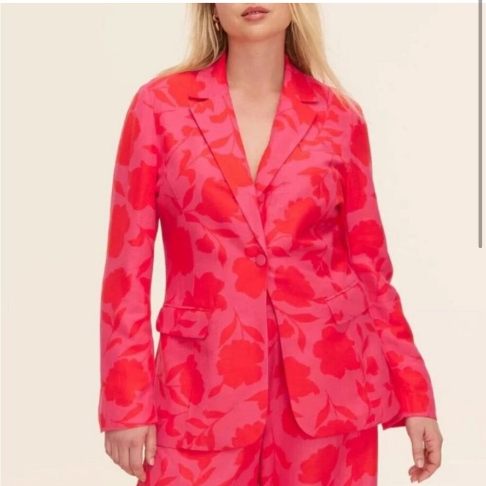 Kate Spade x Target Red and Pink Linen Floral Blazer NWT